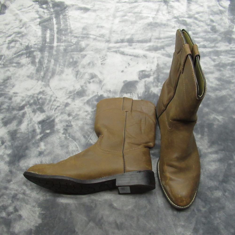 Justin Mens‎ Temple Roper Boots Mens 10.5D Brown Leather Western Cowboy Work 10"